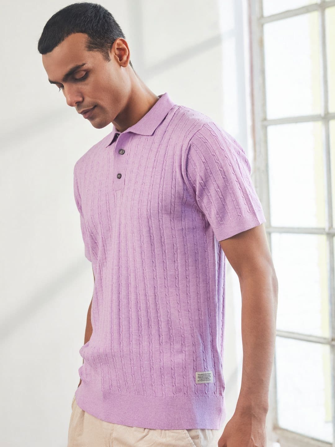 Mr Bowerbird Men Striped Polo Collar Pockets Slim Fit T-shirt - view 1