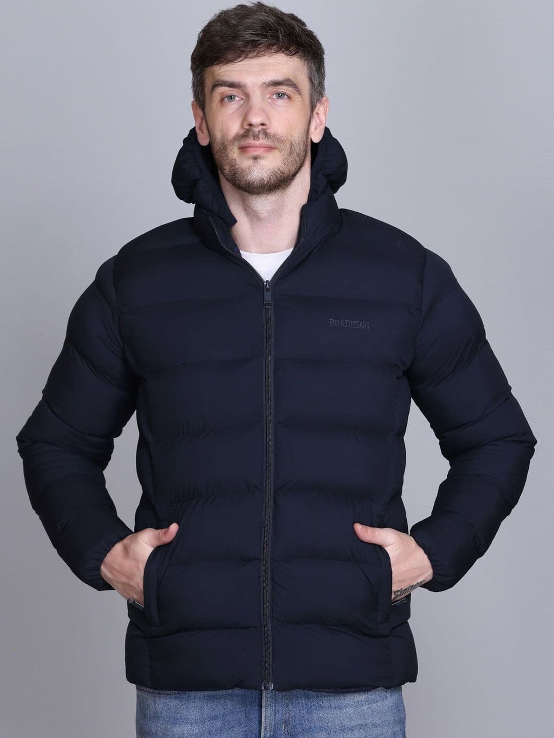 Roadking Men Hooded Solid Casual Puffer Jacket - view 1