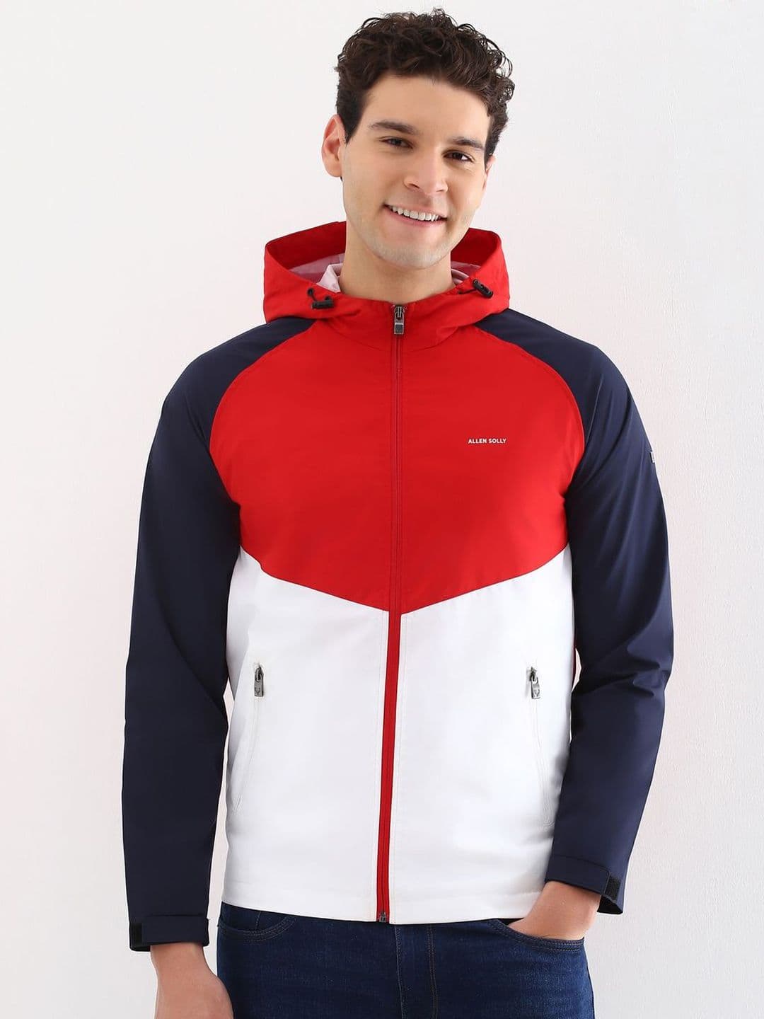 Allen Solly Men Mock Collar Colourblocked Casual Bomber Jacket - view 1