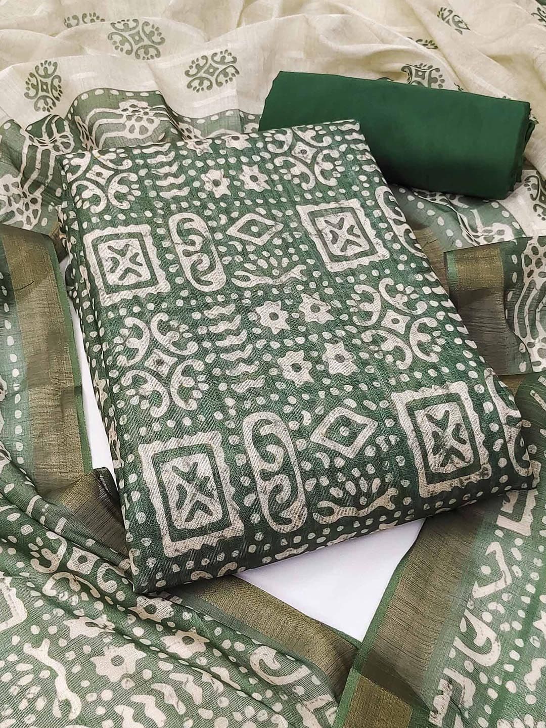 Peachmode Ethnic Motifs Printed Pure Cotton Unstitched Dress Material - view 1