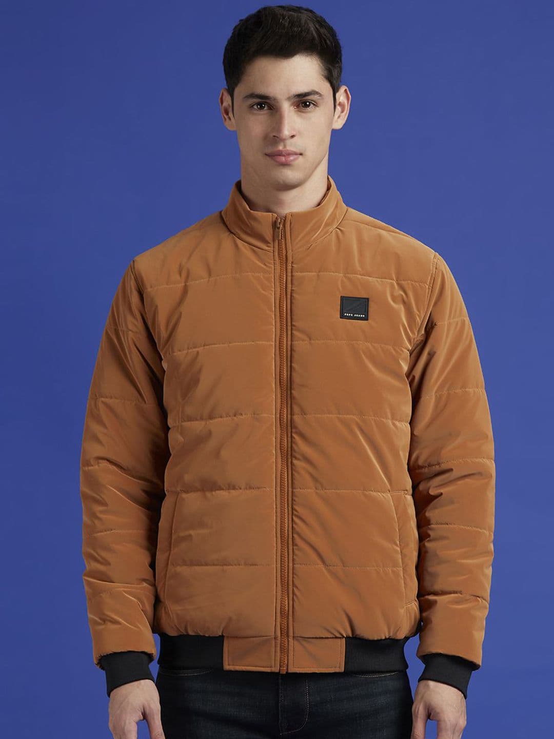 Pepe Jeans Men Mock Collar Solid Casual Padded Jacket - view 1
