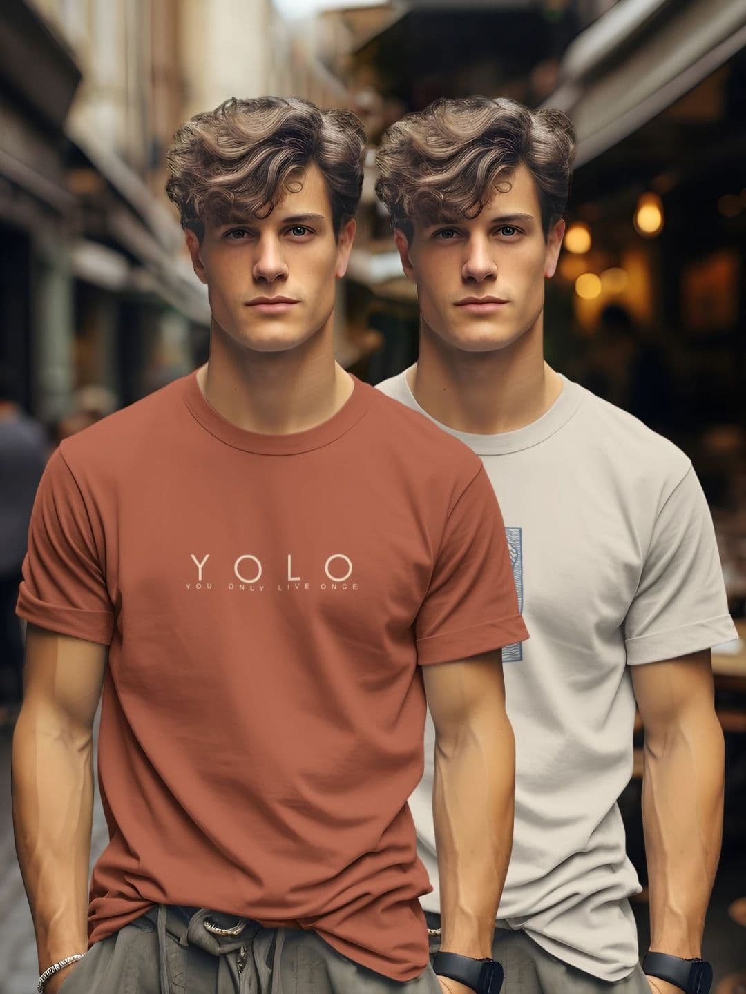 BULLMER Men Pack Of 2 Graphic Printed Round Neck Cotton T-shirts - view 1