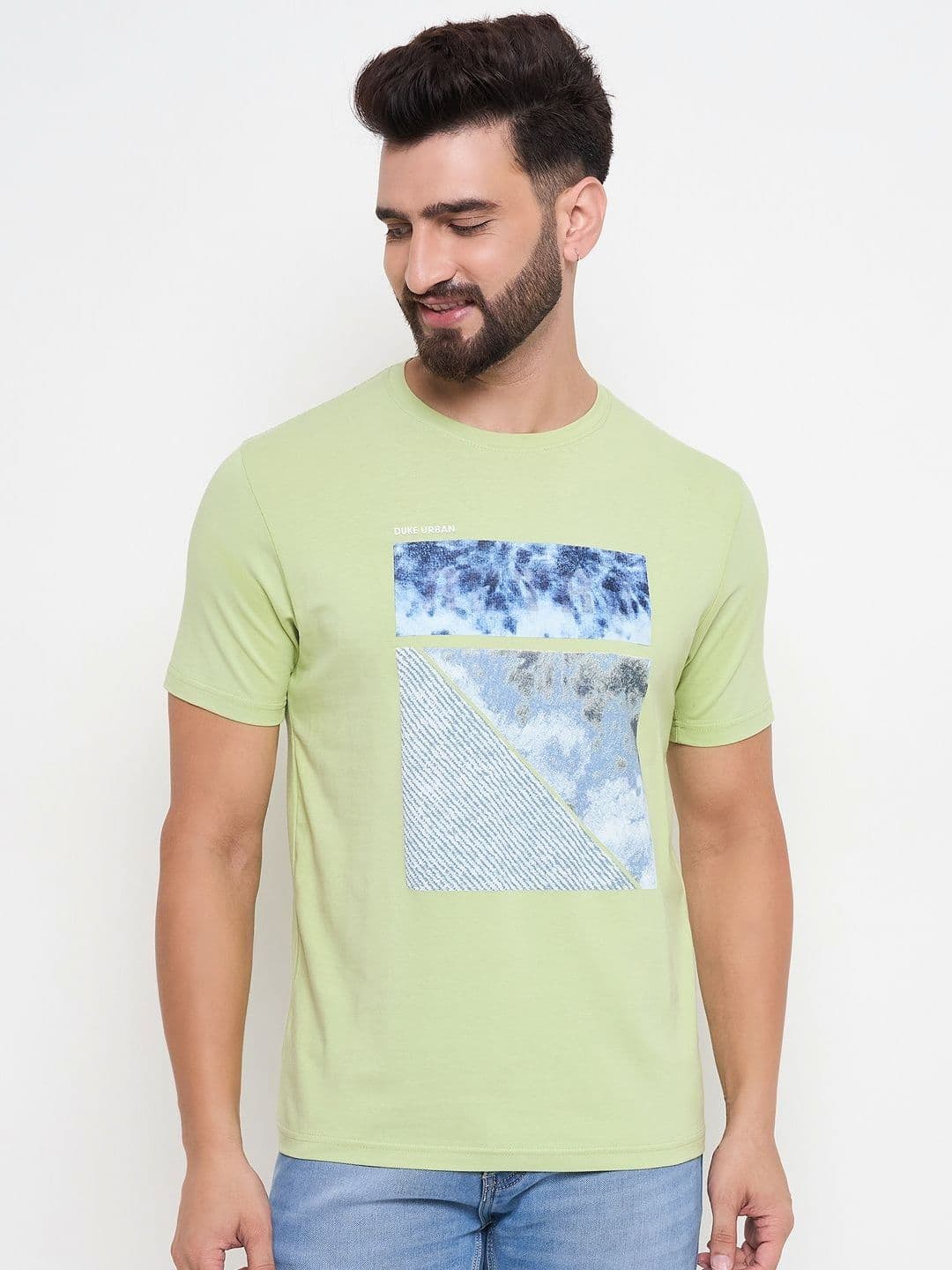 Duke Men Abstract Printed Round Neck Cotton Slim Fit T-shirt - view 1