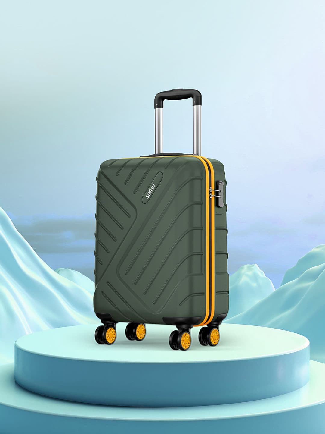 Safari Accent Green Hard Sided 8 Wheel Cabin Trolley Bag Suitcase 56cm - view 1