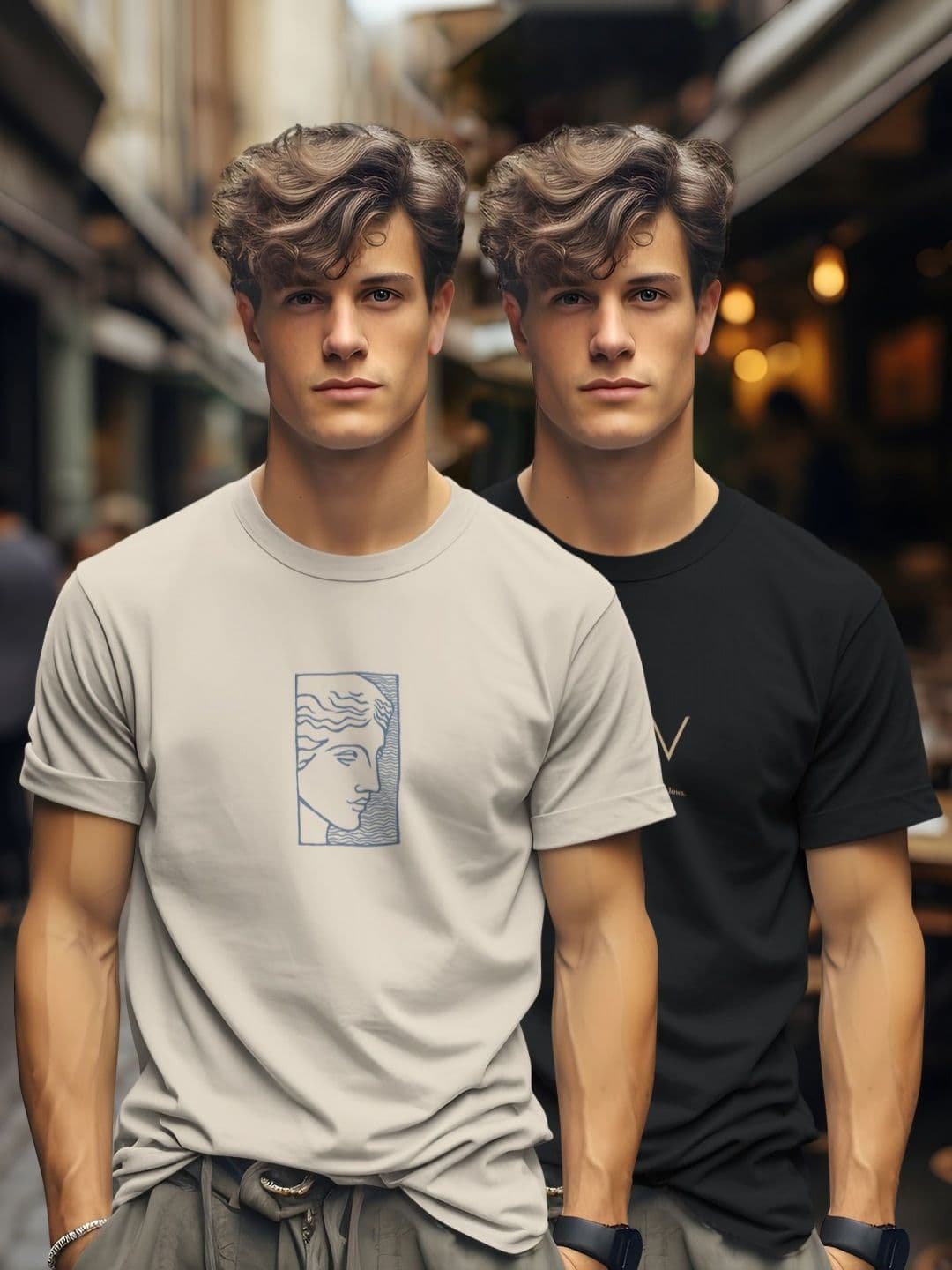 BULLMER Men Pack Of 2 Graphic Printed Round Neck Cotton T-shirts - view 1