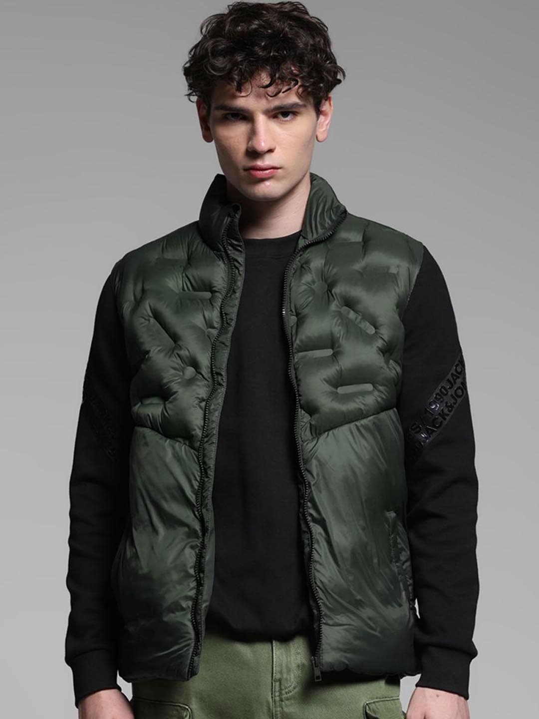 Jack & Jones Men Mock Collar Solid Casual Puffer Jacket - view 1