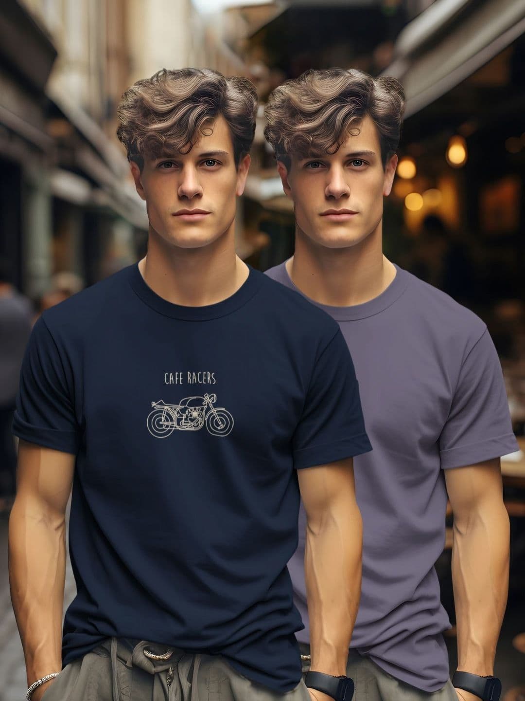 BULLMER Men Pack Of 2 Graphic Printed Round Neck Cotton T-shirts - view 1