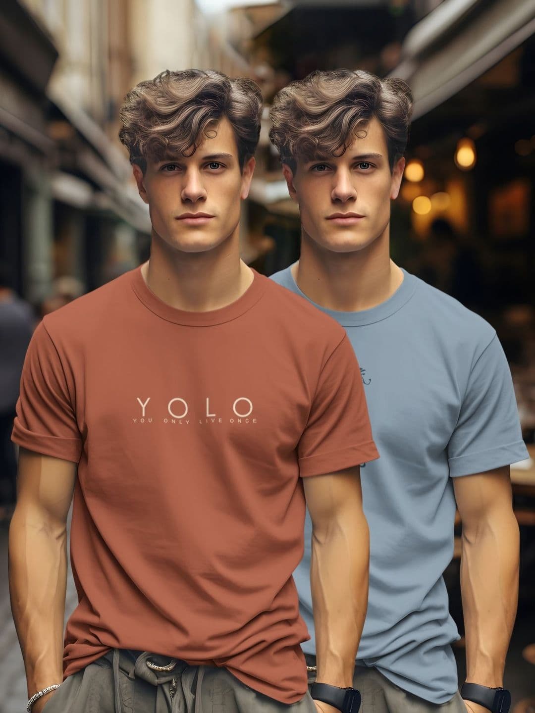 BULLMER Men Pack Of 2 Graphic Printed Round Neck Cotton T-shirts - view 1