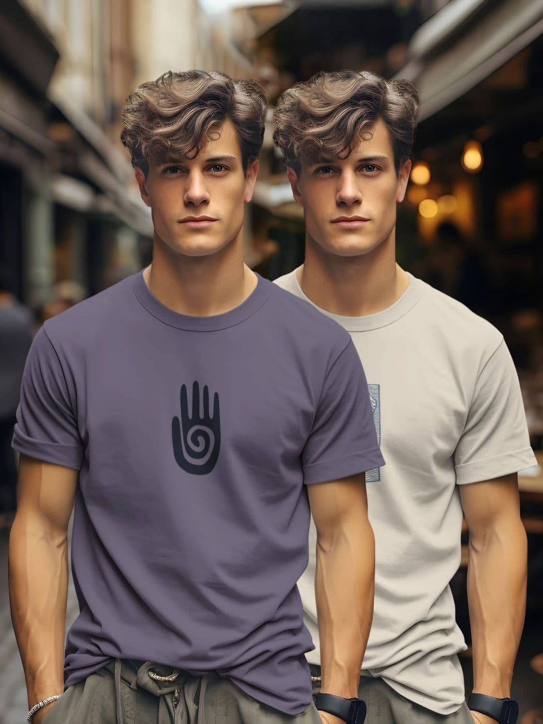 BULLMER Men Pack Of 2 Graphic Printed Round Neck Cotton T-shirts - view 1