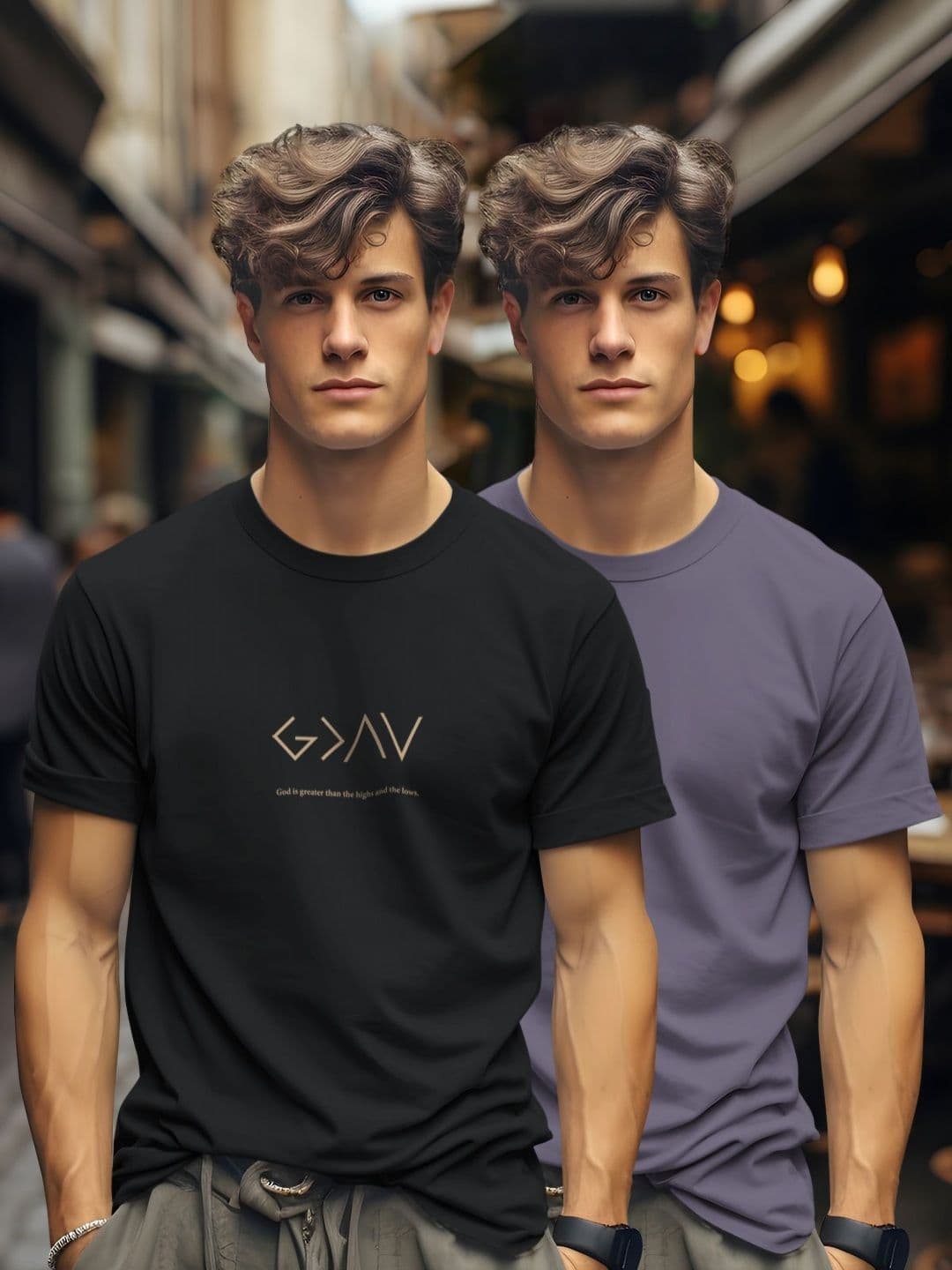 BULLMER Men Pack Of 2 Graphic Printed Round Neck Cotton T-shirts - view 1