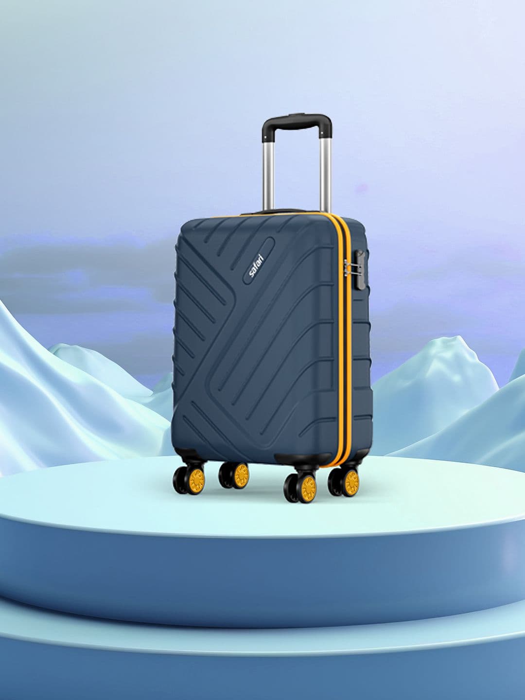 Safari Accent Blue Hard Sided 8 Wheel Cabin Trolley Bag Suitcase 56cm - view 1