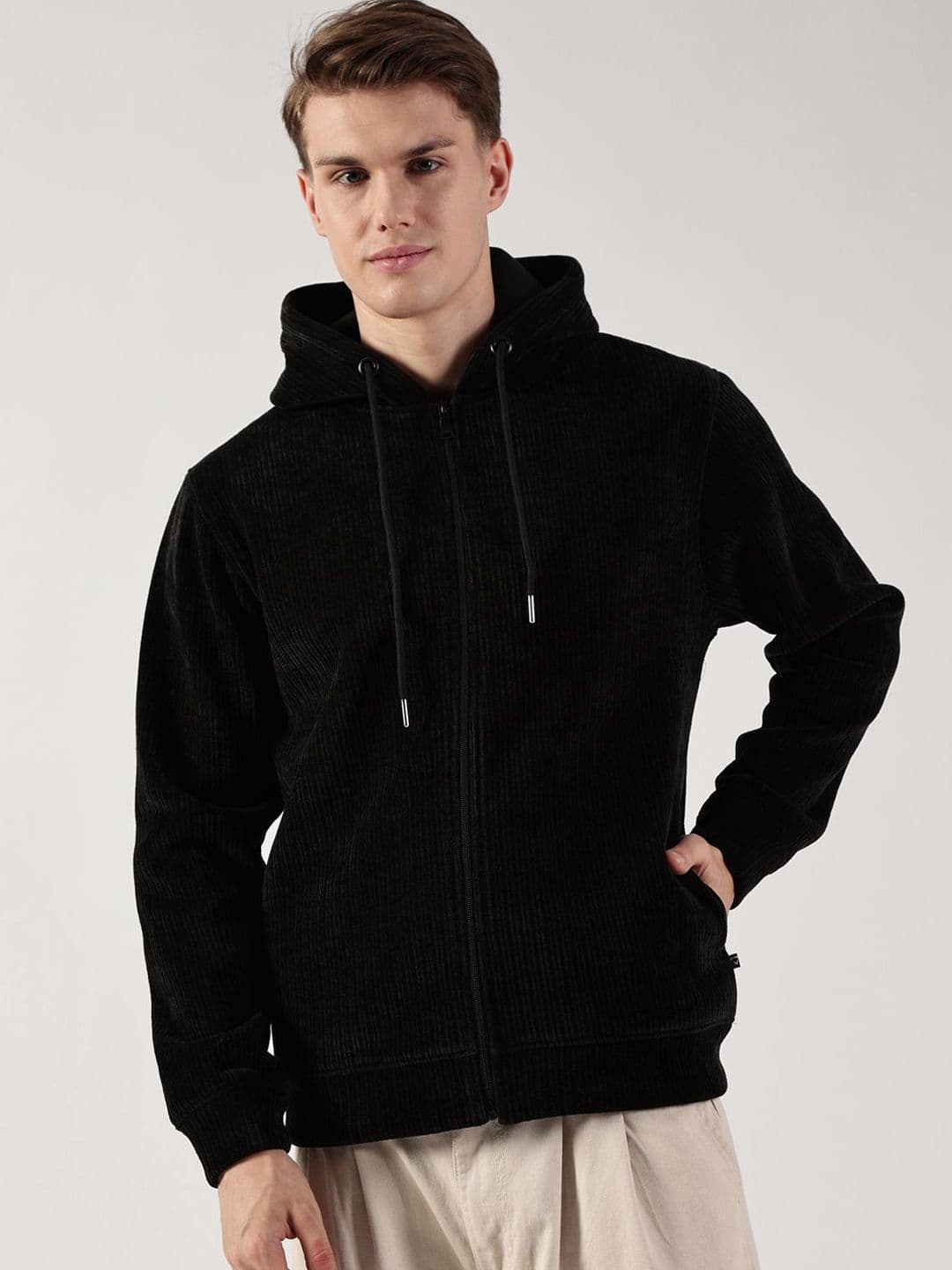 Thomas Scott Men Hooded Self Design Casual Bomber Jacket - view 1