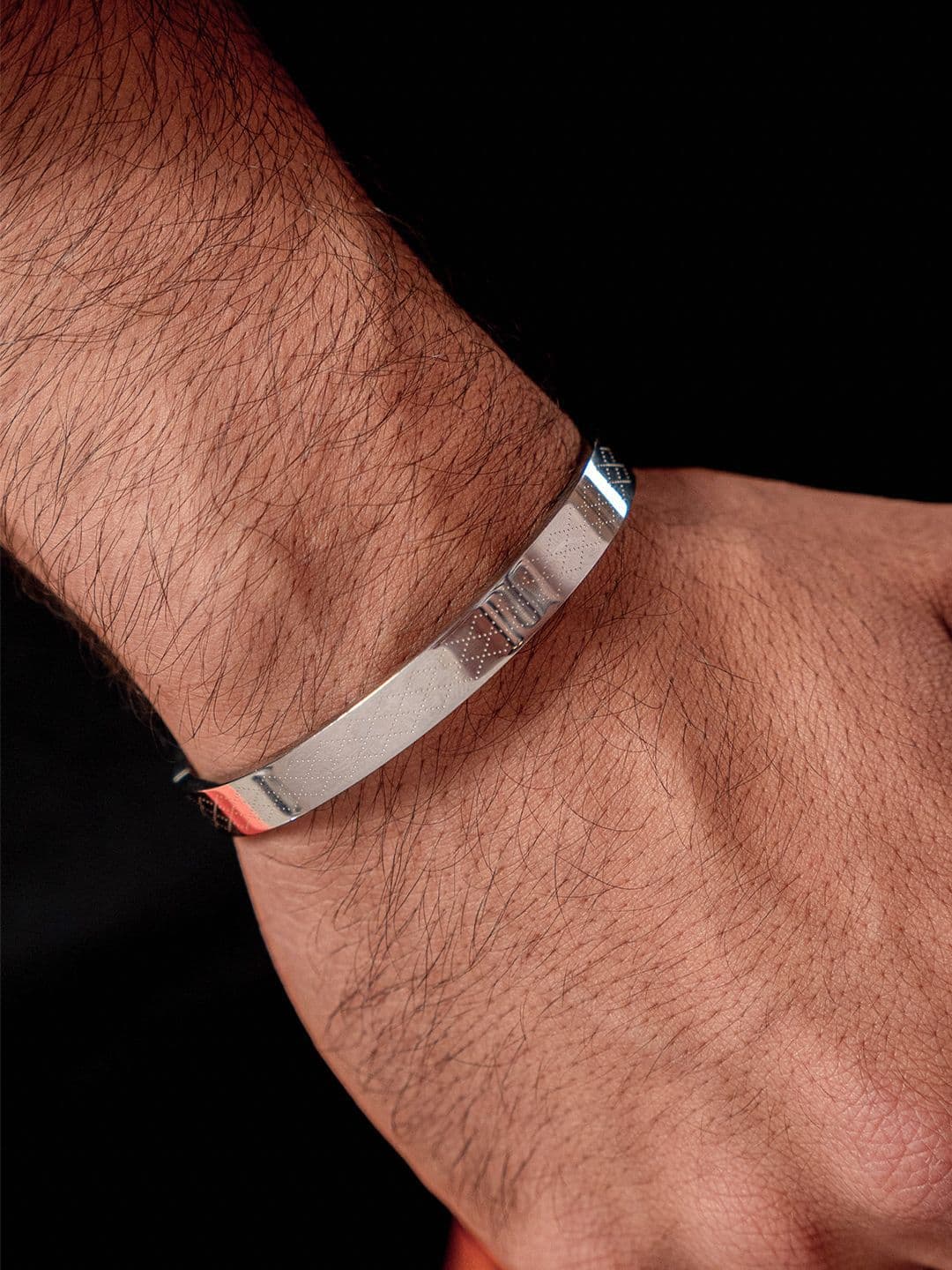 SWASHAA Men Ian Stainless Steel Silver-Plated Kada Bracelet - view 1