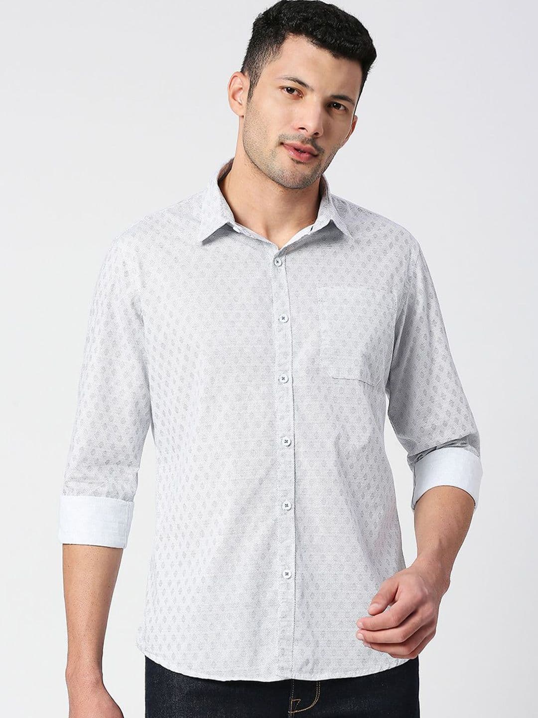 SNX Men Spread Collar Geometric Printed Cotton Casual Shirt - view 1