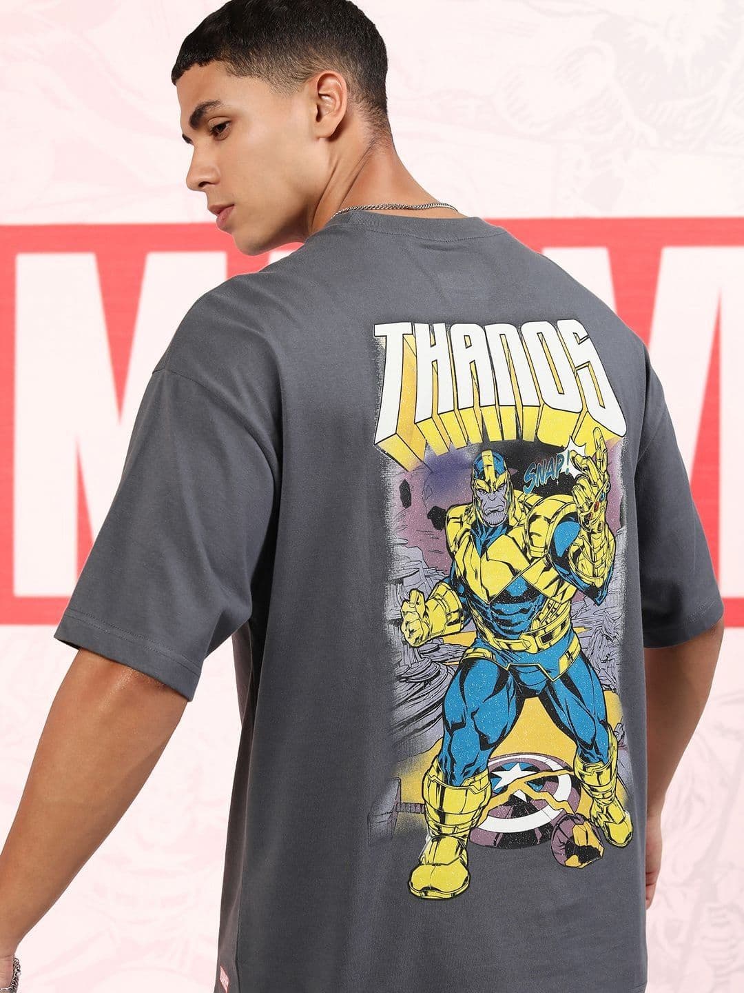 HIGHLANDER Marvel Men Thanos Round Neck Oversized Drop Shoulder Tshirt - view 1