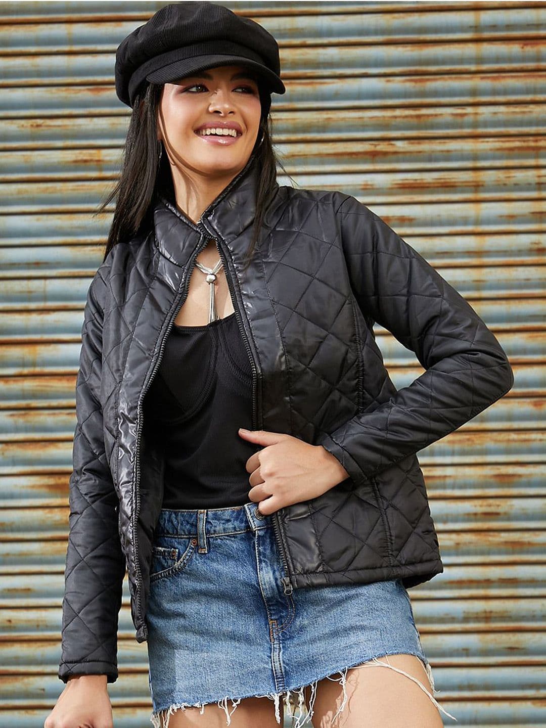 PINACOLADA Women Mock Collar Solid Casual Quilted Jacket - view 1