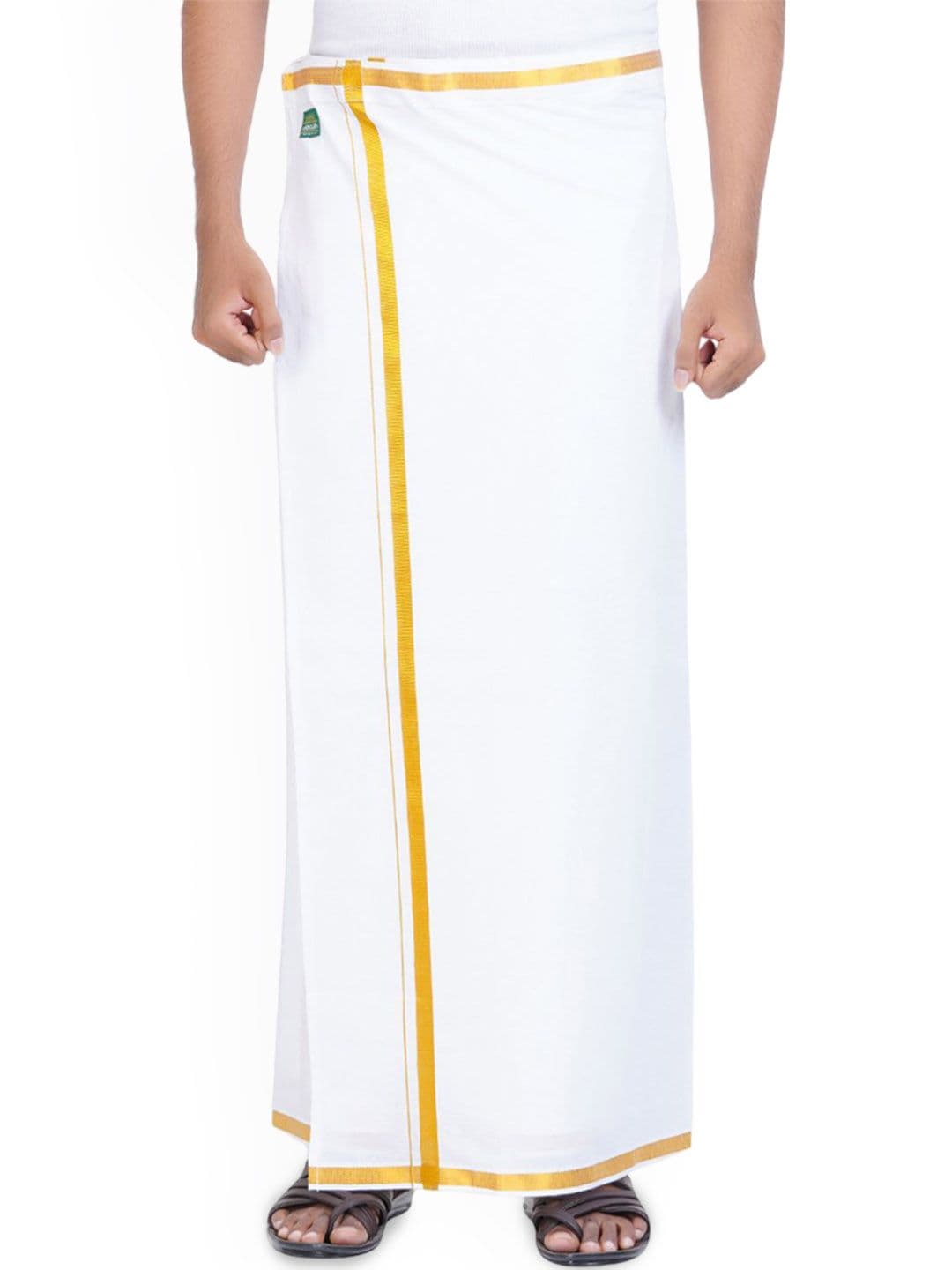 Ethazh Men Pure Cotton Zari Border Dhotis - view 1