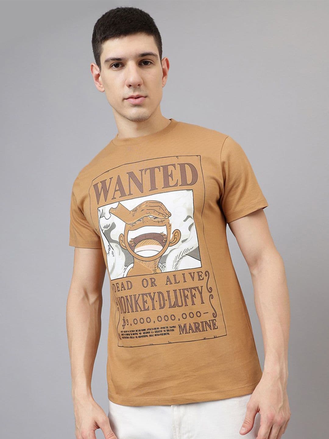 Free Authority Men Monkey D Luffy Graphic Anime Printed Round Neck Cotton T-Shirt - view 1
