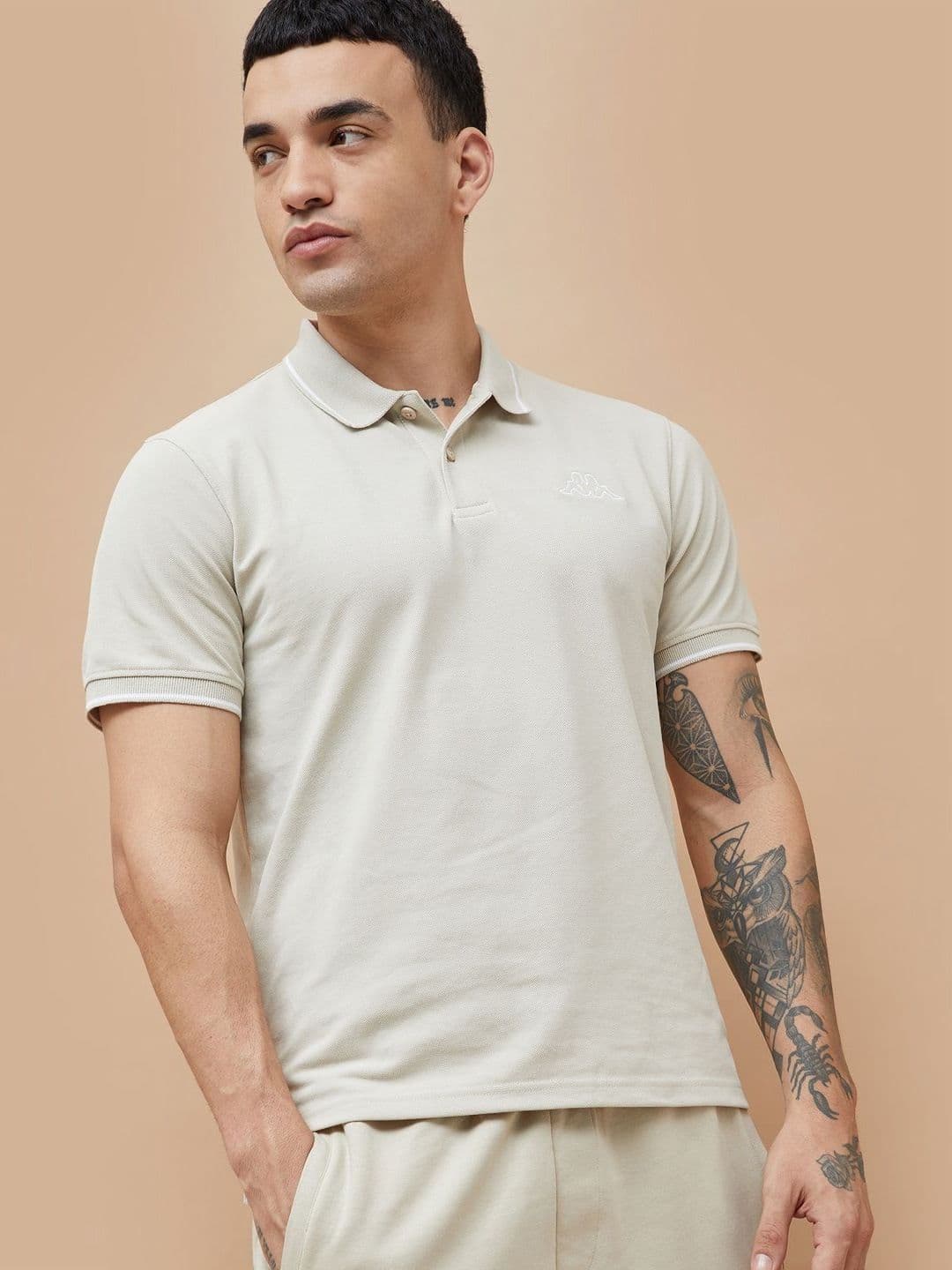 Kappa Men Solid Polo Collar Cotton T-shirt - view 1