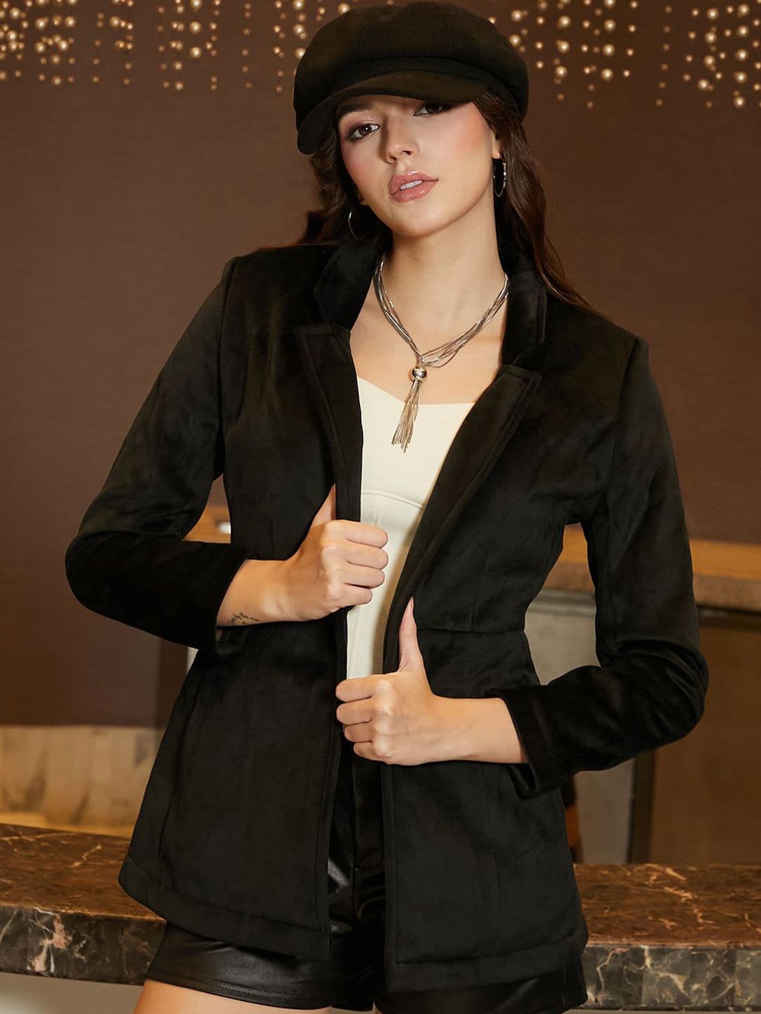 PINACOLADA Notched Lapel Onyx Single-Breasted Blazer - view 1