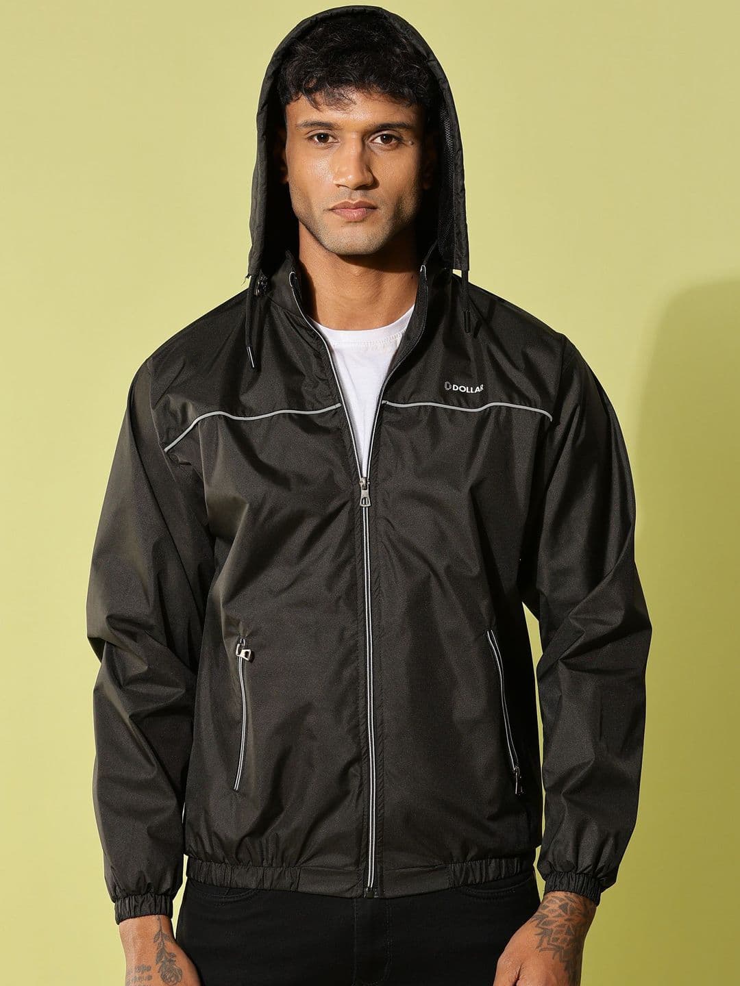 Dollar Men Hooded Solid Casual Bomber Jacket - view 1