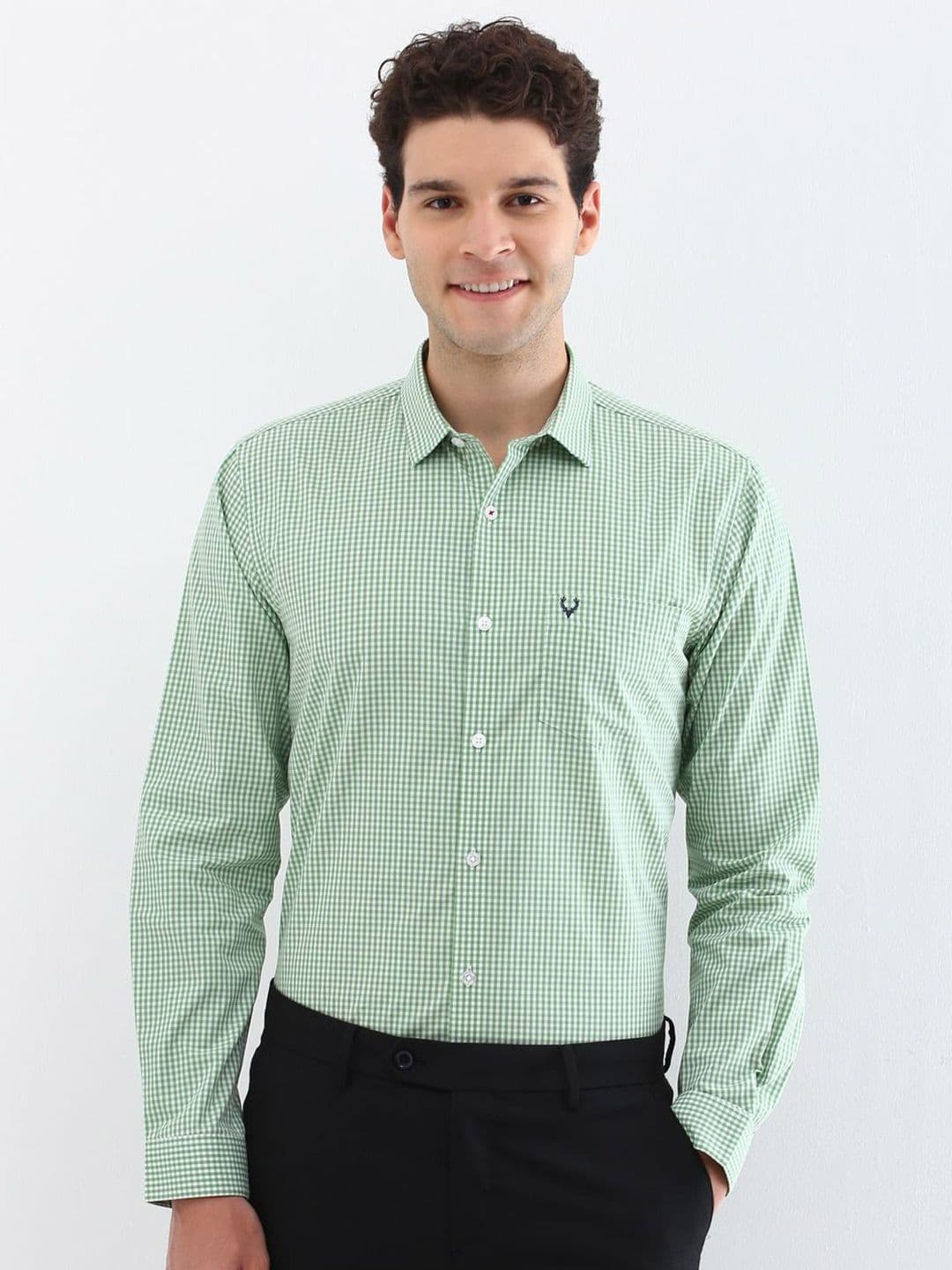Allen Solly Men Spread Collar Micro Checked Cotton Slim Fit Formal Shirt - view 1