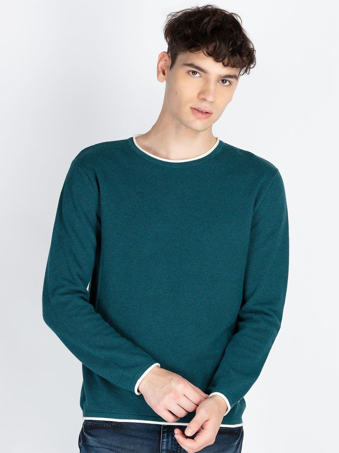 Status Quo Men Ribbed Cotton Winter Pullover - view 1