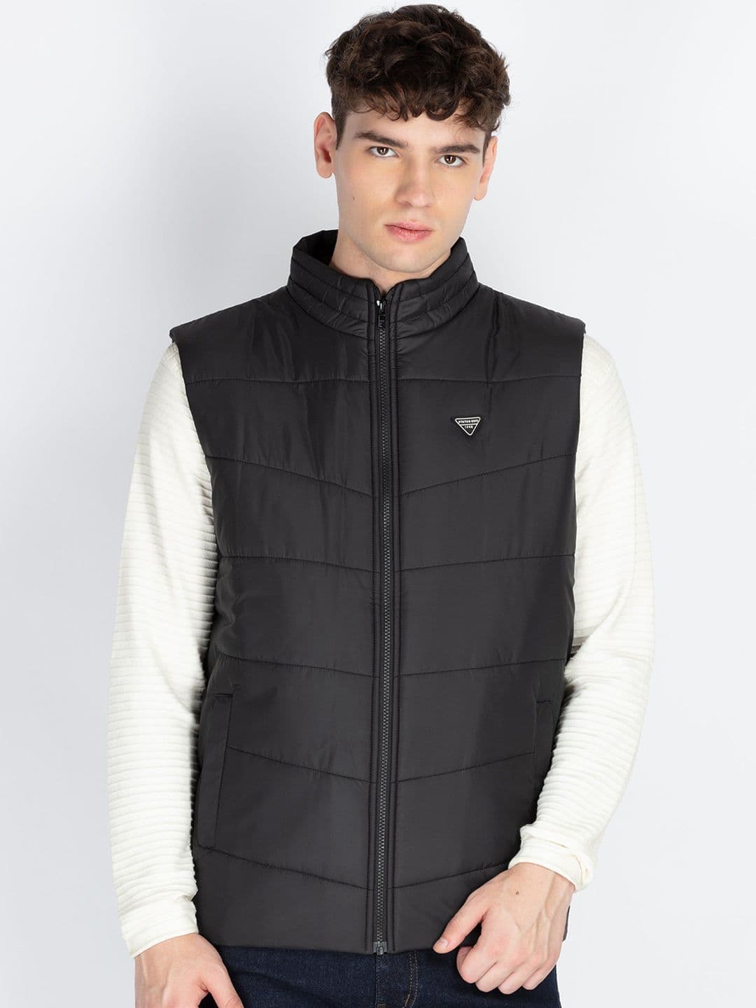 Status Quo Men Mock Collar Solid Casual Padded Jacket - view 1