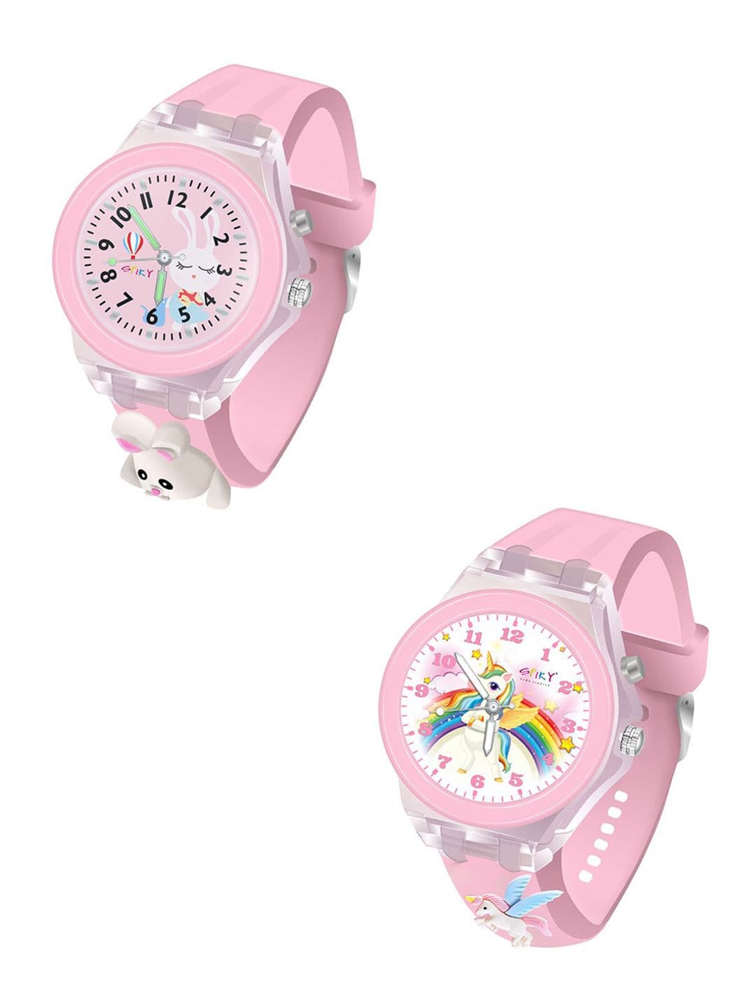 Spiky Girls Set Of 2 Printed Dial & Embellished Straps Analogue Watch Combo_RabUnicorn - view 1