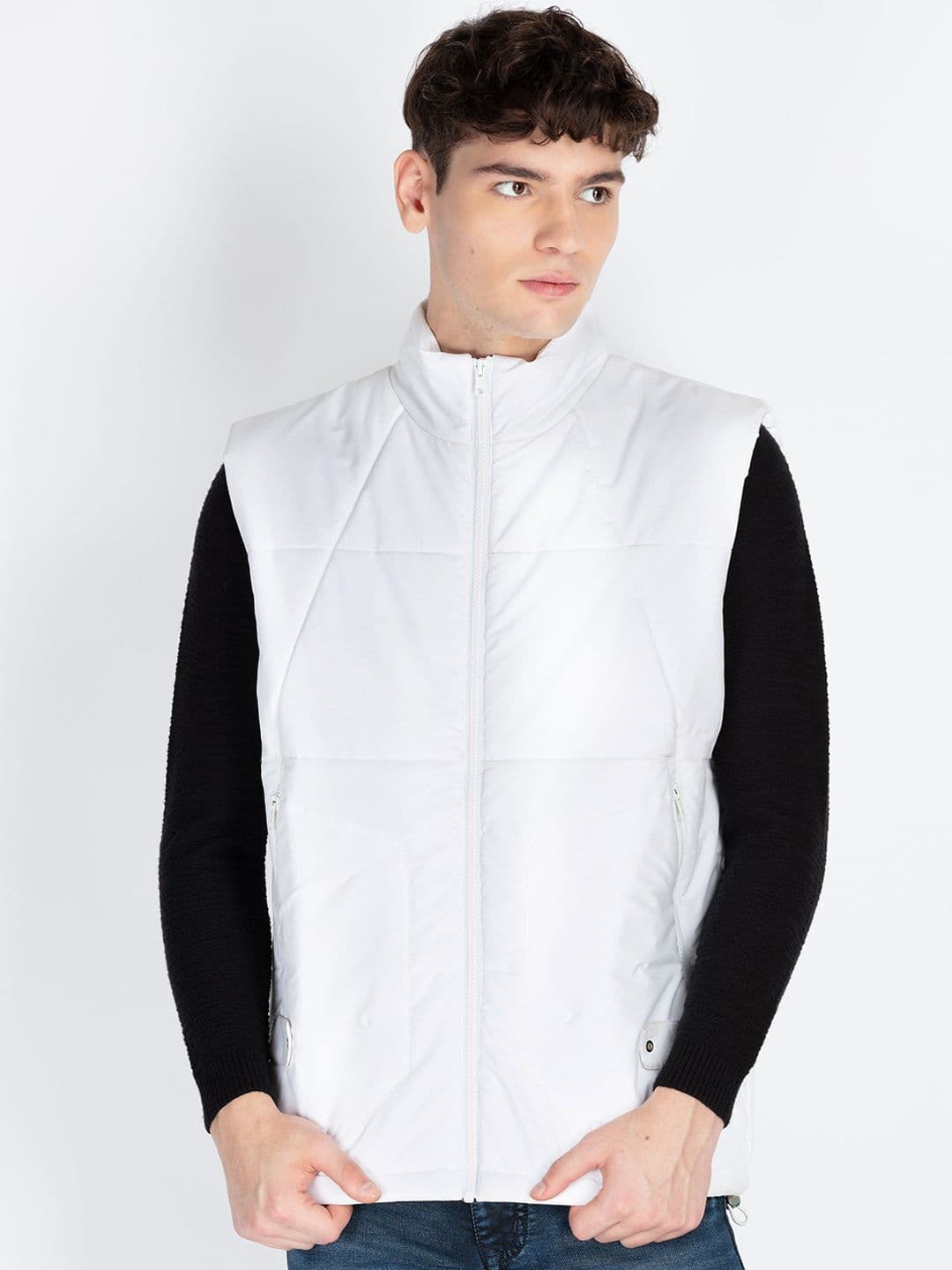 Status Quo Men Mock Collar Solid Casual Padded Jacket - view 1