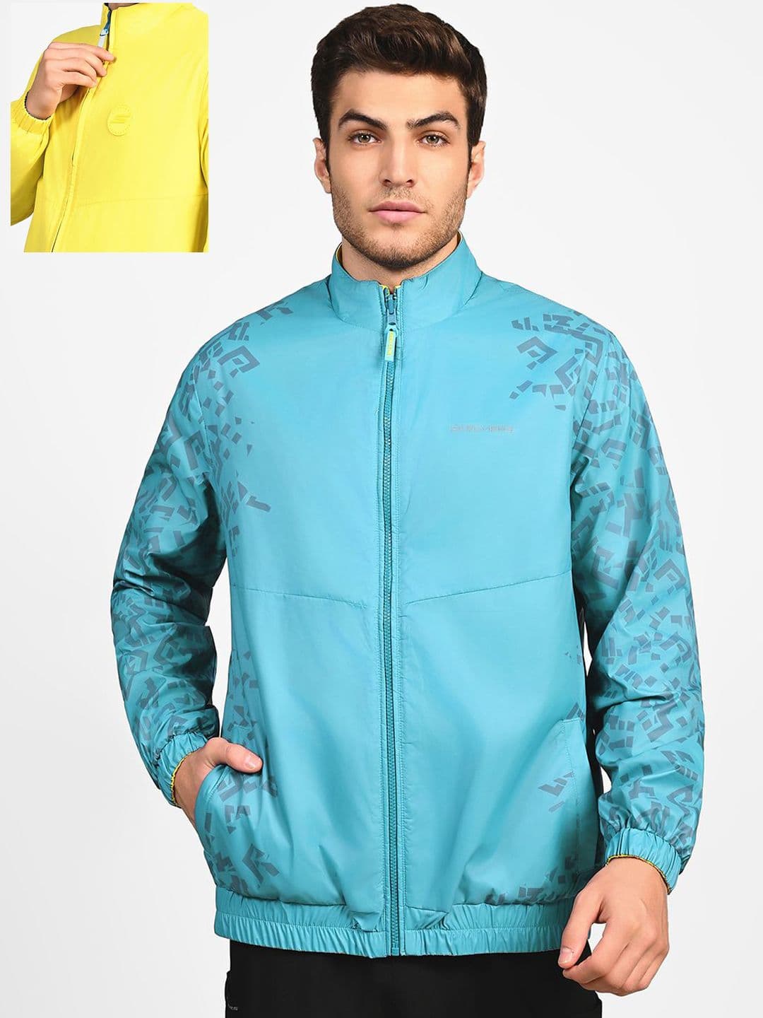 Skechers Men Mock Collar Abstract Printed Casual Bomber Jacket - view 1