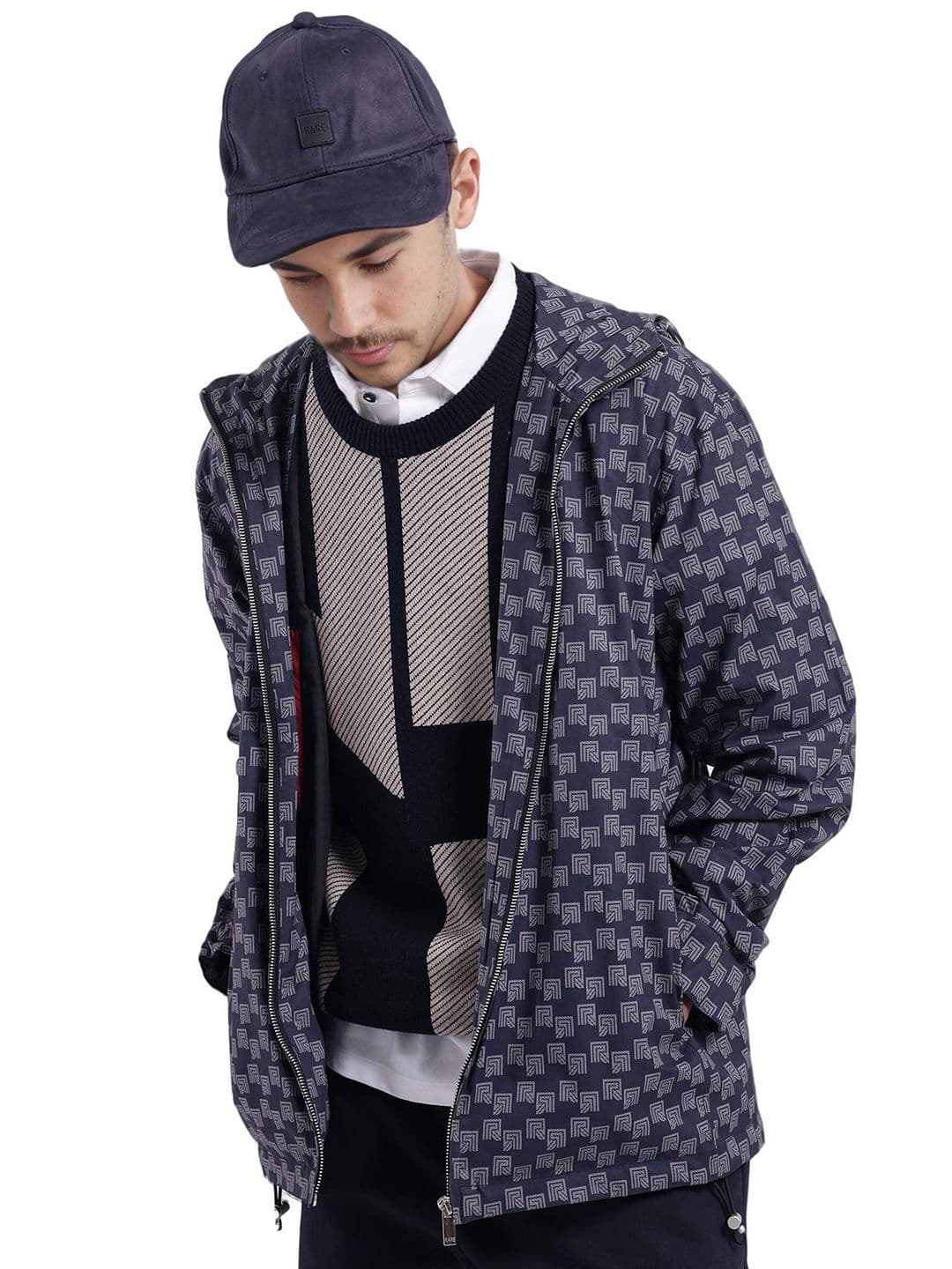 RARE RABBIT Men Hooded Abstract Printed Casual Tailored Jacket - view 1