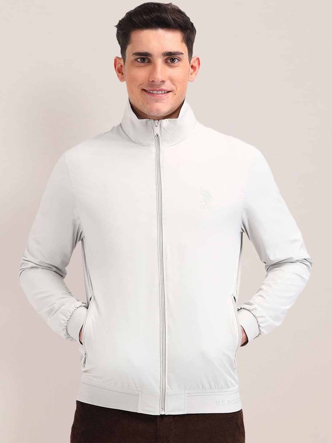 U.S. Polo Assn. Men Mock Collar Solid Casual Bomber Jacket - view 1