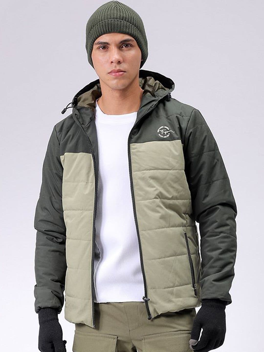 The Indian Garage Co Men Hooded Colourblocked Slim Fit Puffer Jacket - view 1