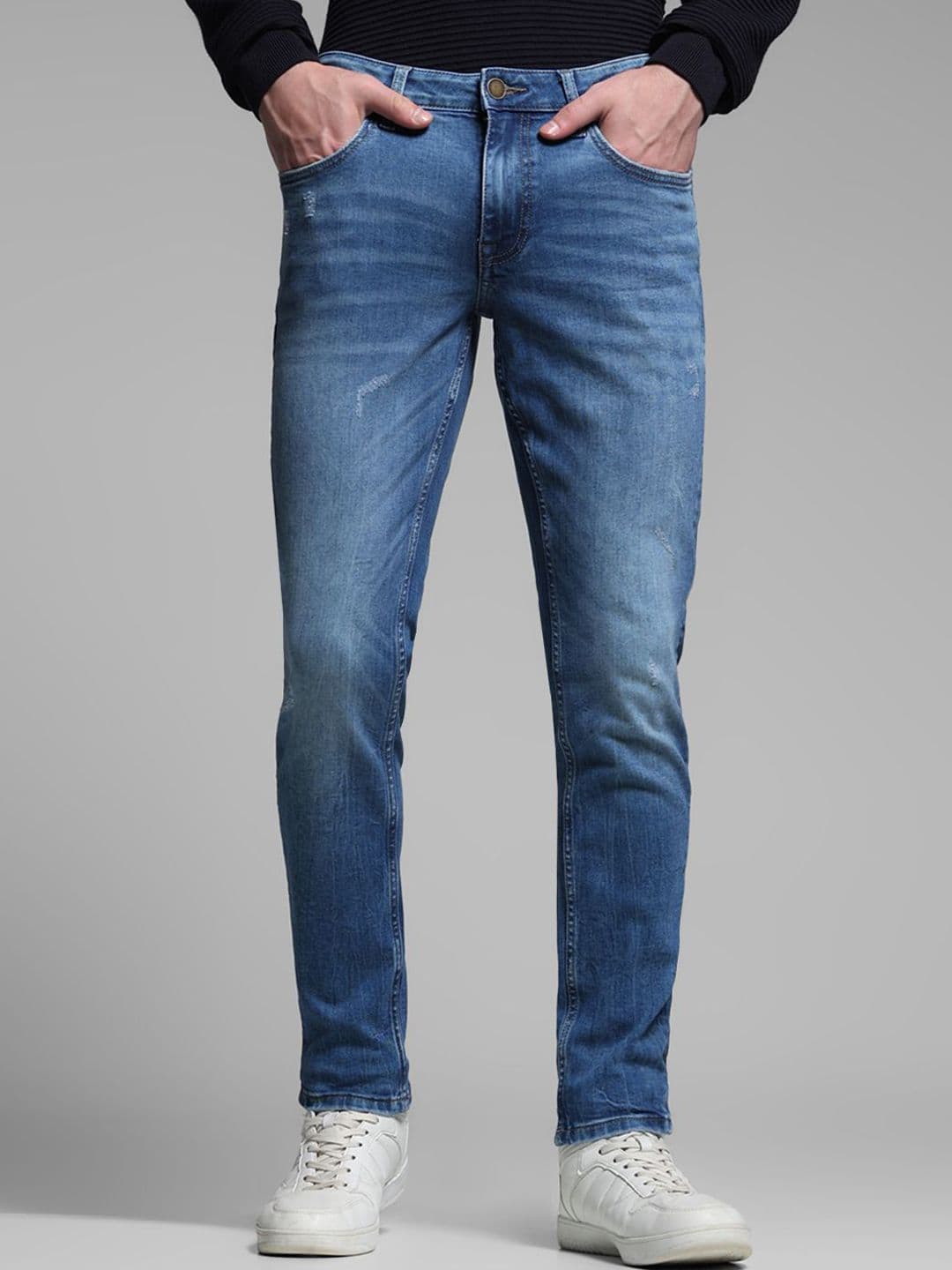 Jack & Jones Men Slim Fit Low-Rise Light Fade Stretchable Jeans - view 1