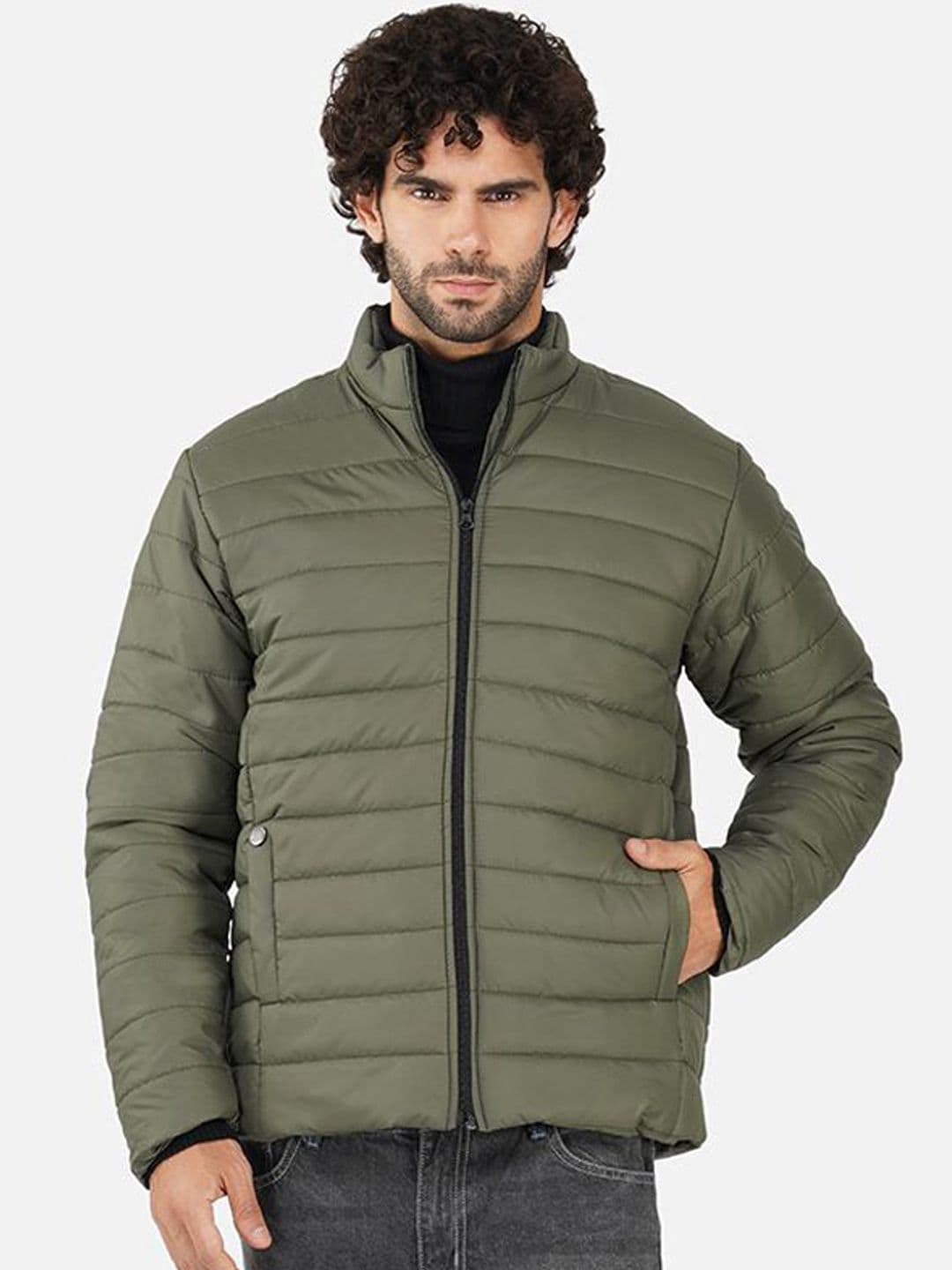 BAESD Men Mock Collar Solid Casual Puffer Jacket - view 1