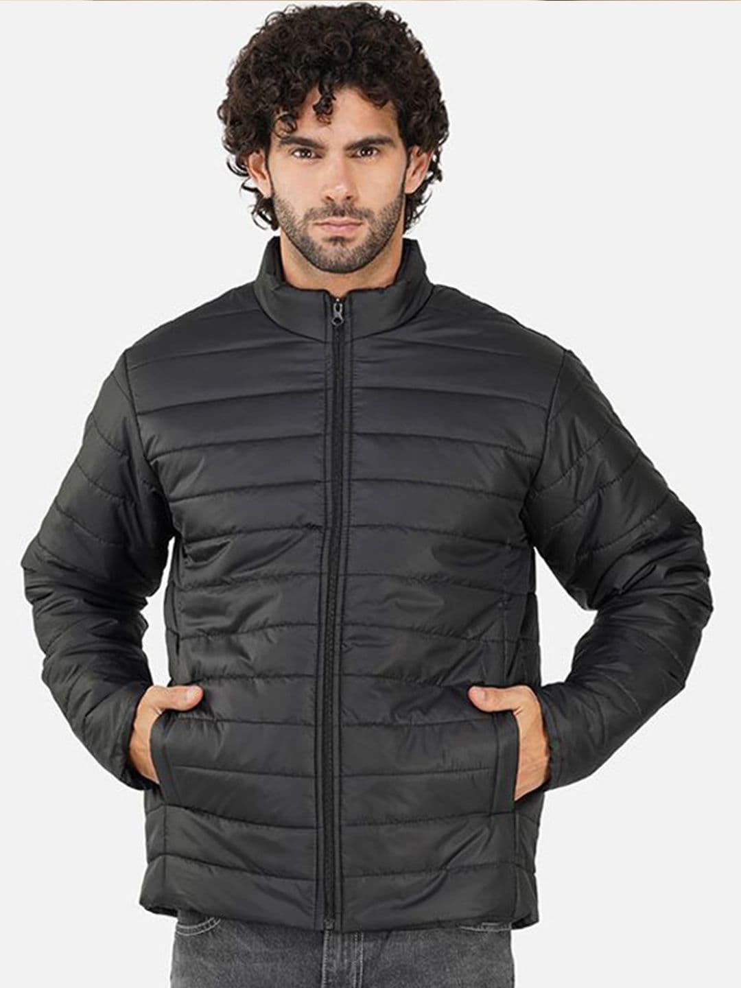 BAESD Men Mock Collar Solid Casual Puffer Jacket - view 1