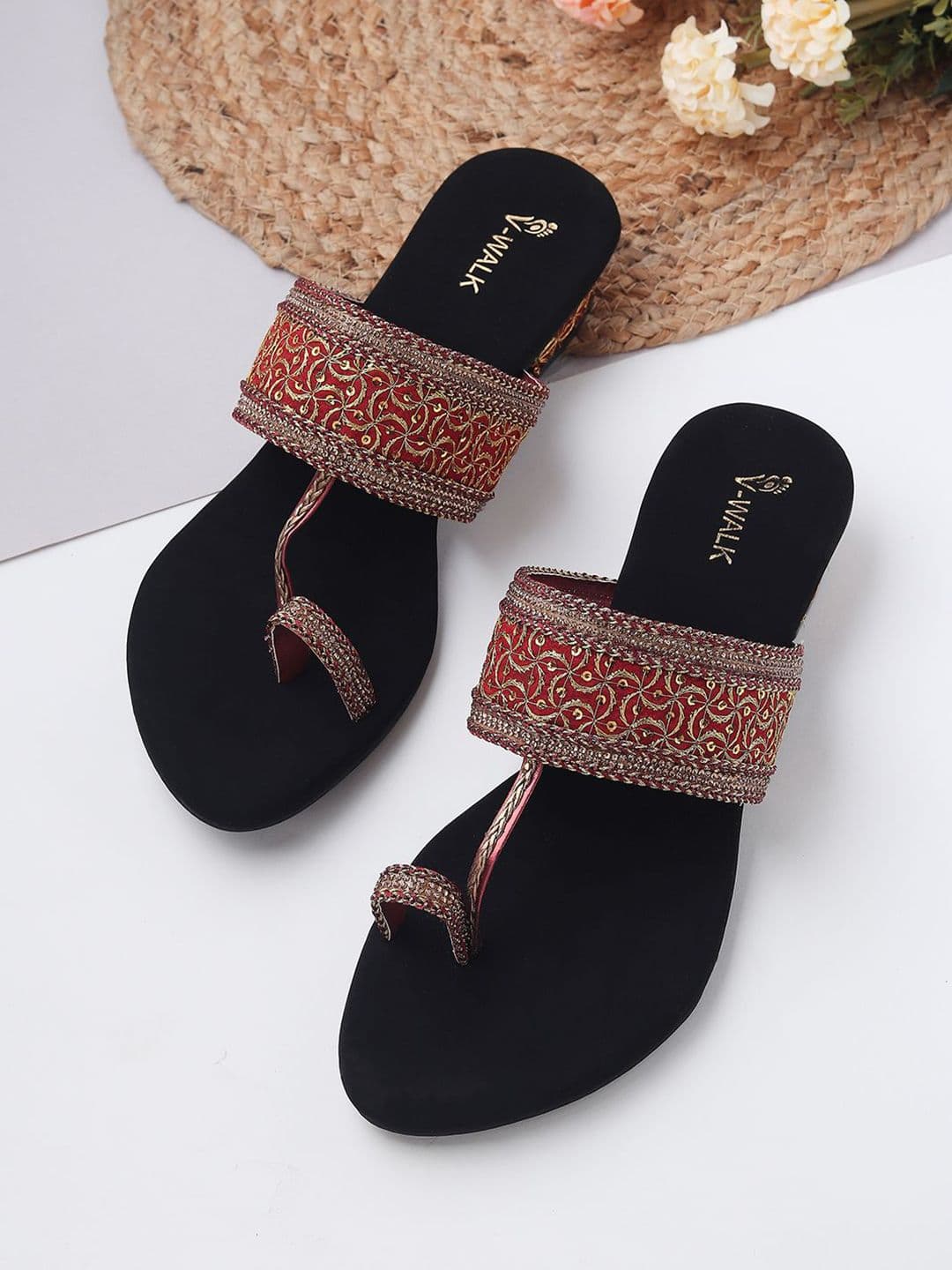 V-WALK Women Embellished Block Sandal - view 1