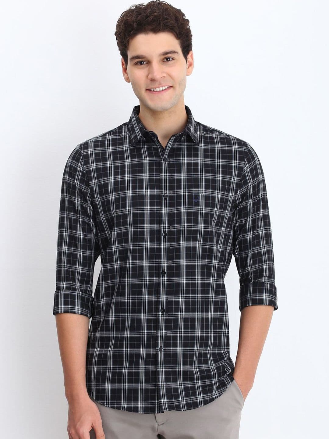 Allen Solly Men Spread Collar Tartan Checked Cotton Slim Fit Casual Shirt - view 1