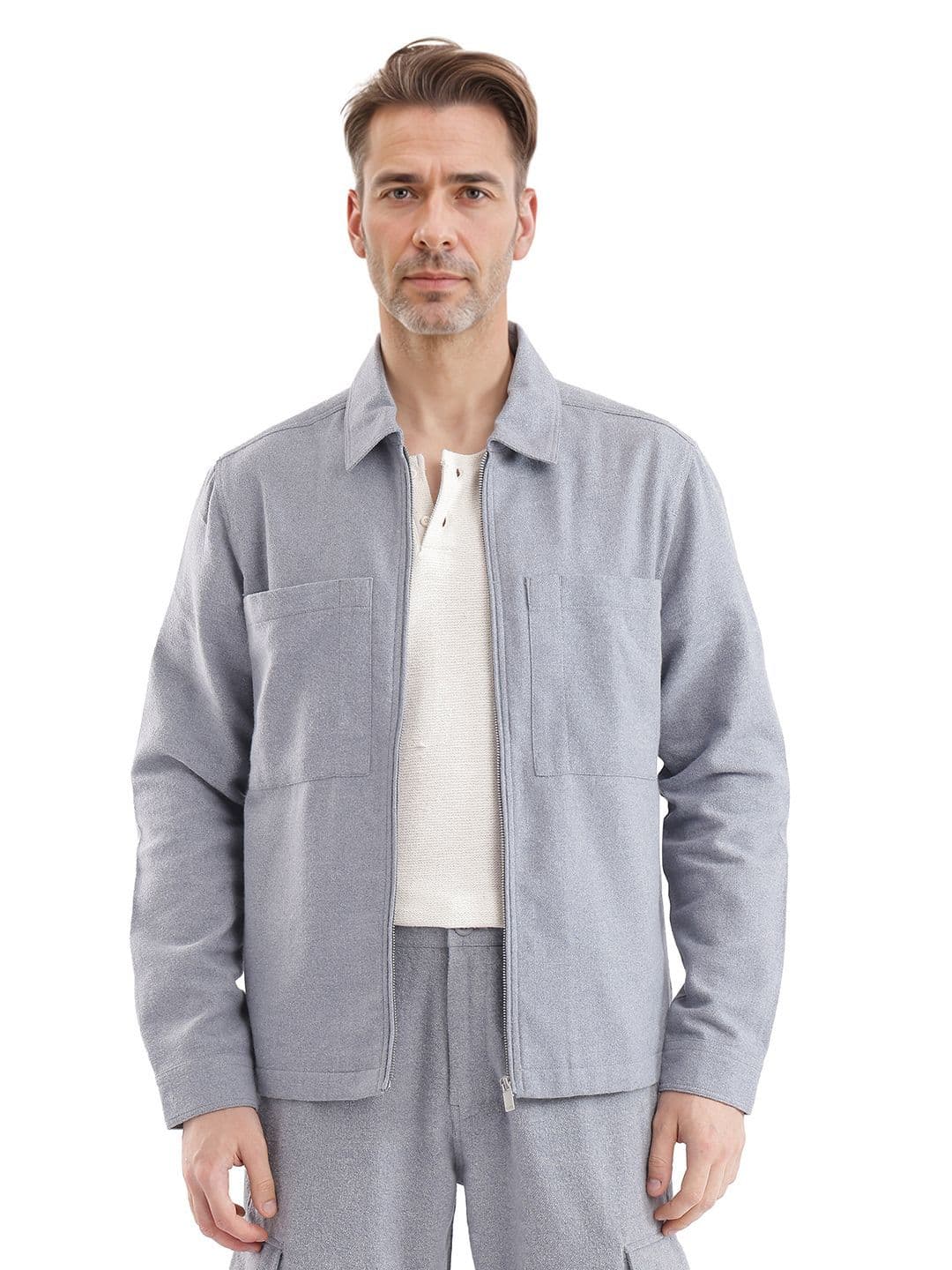 RARE RABBIT Men Blue Regular Fit Plain Casual Shacket - view 1