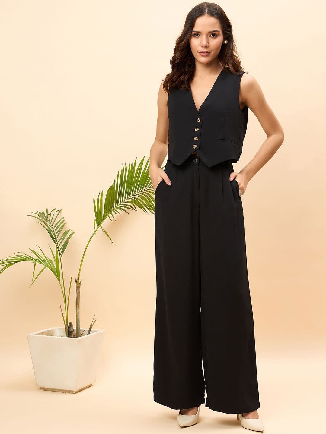 JUNE & HARRY V-Neck Sleeveless Waistcoat with Trouser - view 1