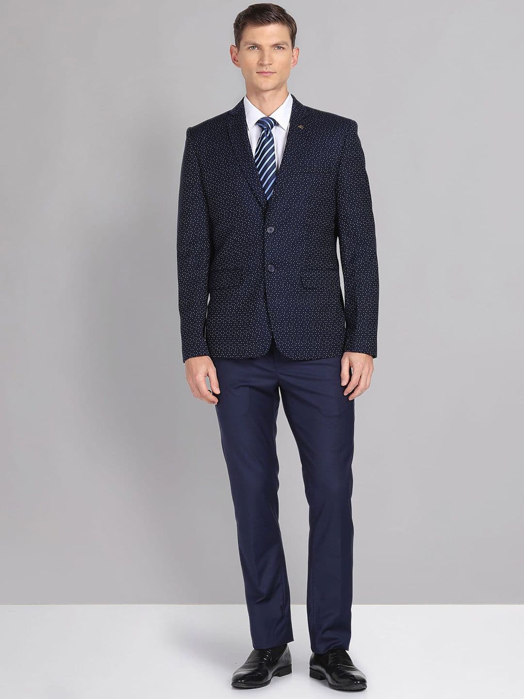 AD By Arvind Men Tailored Regular Fit Patterned Single Breasted Two Piece Suit - view 1
