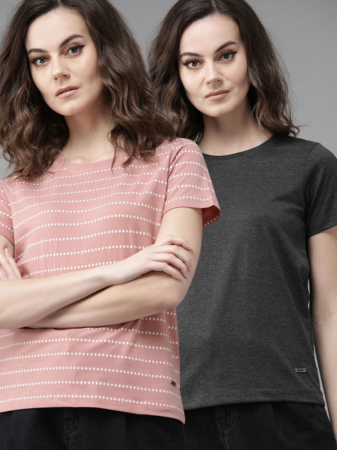 The Roadster Lifestyle Co Pack Of 2 Relaxed Fit Cotton T-shirts - view 1