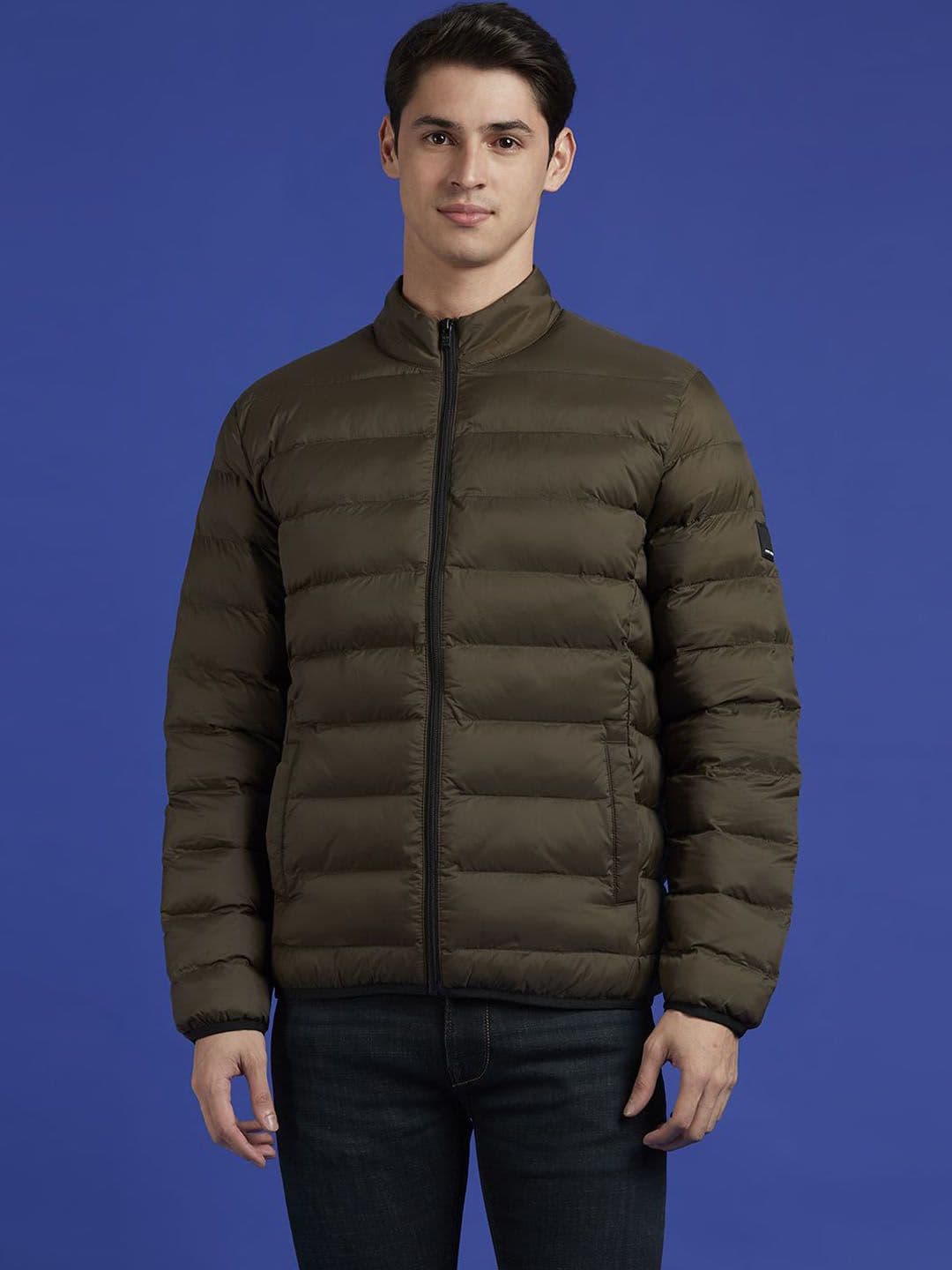 Pepe Jeans Men Mock Collar Solid Casual Puffer Jacket - view 1