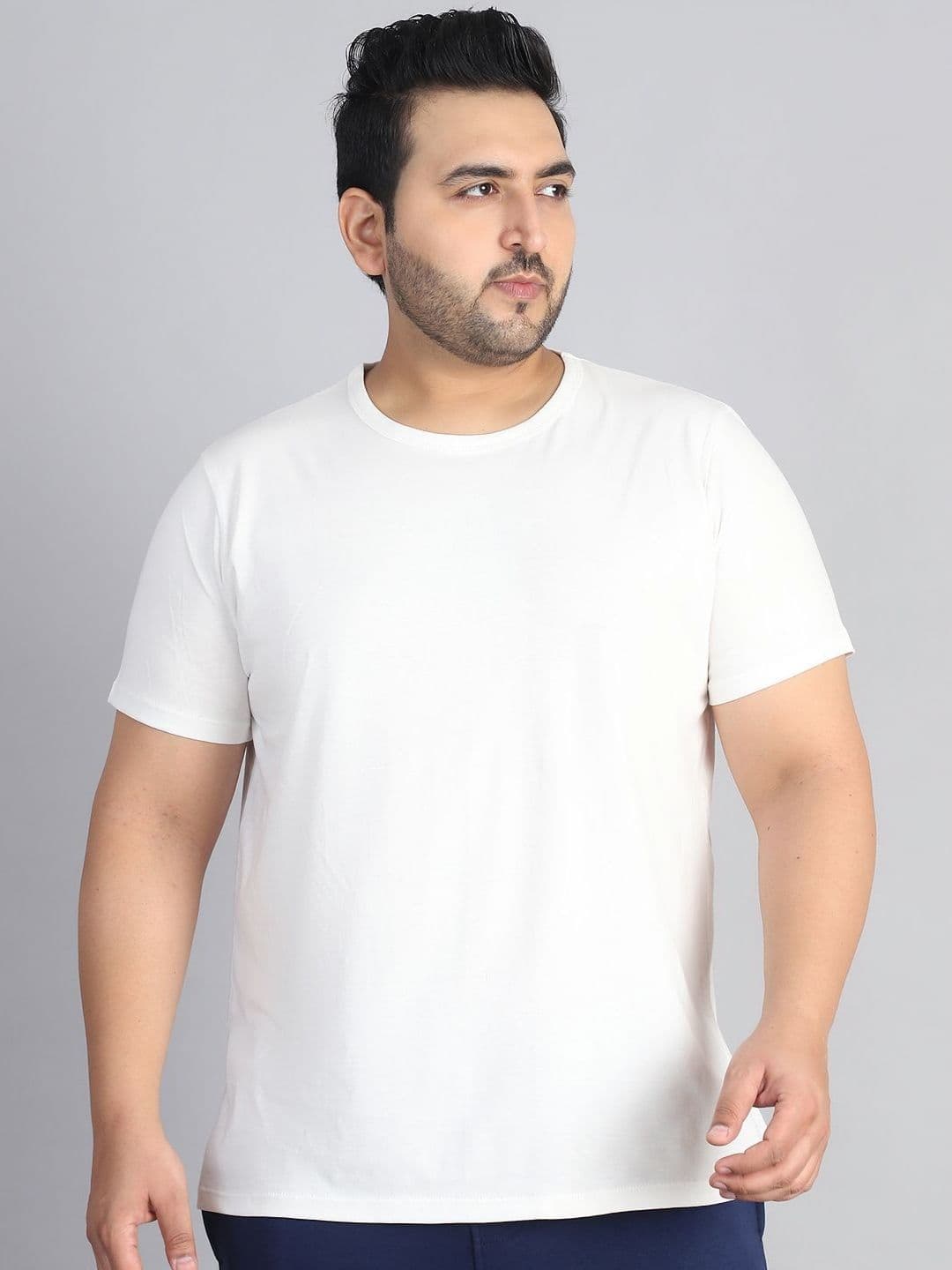 Rute Men Solid Round Neck Plus Size Pure Cotton T-shirt - view 1