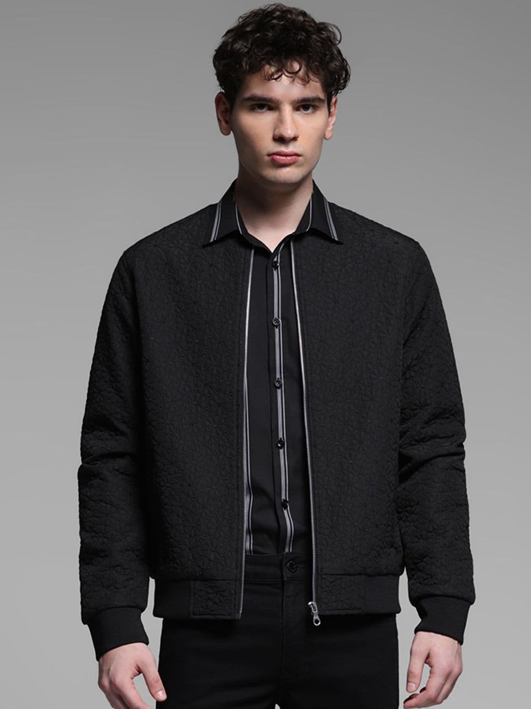 Jack & Jones Men Spread Collar Solid Casual Open Front Jacket - view 1