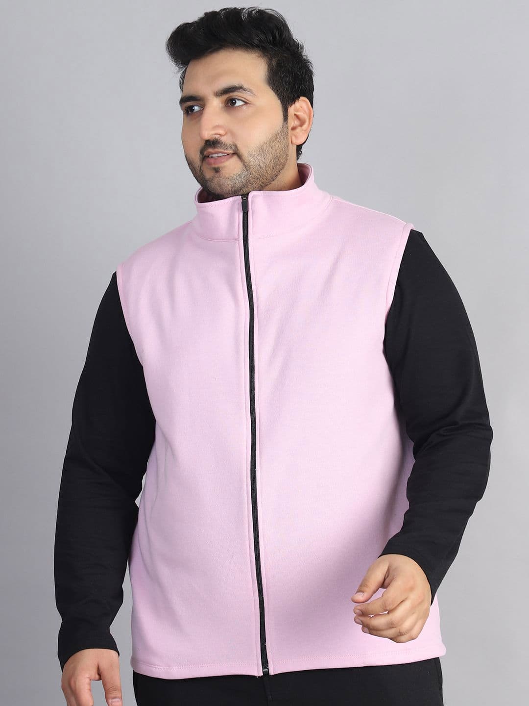Rute Men Mock Collar Plus Size Solid Cotton Casual Open Front Jacket - view 1