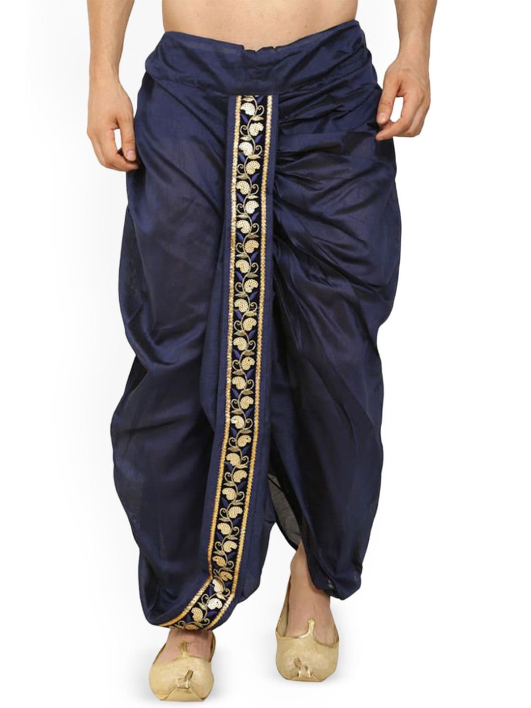 FANZI Men Silk Dhoti Pant with Lace Work - view 1