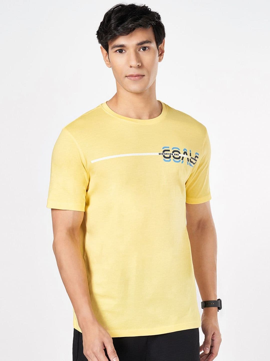 Ajile by Pantaloons Men Typography Printed Round Neck Slim Fit T-shirt - view 1