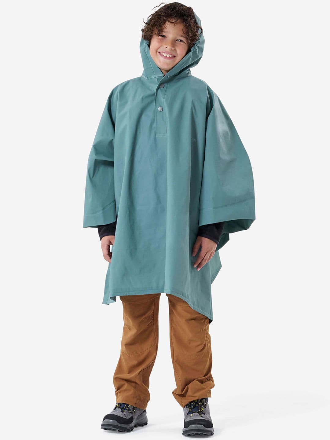 Decathlon Forclaz - Kids Green MH100 Anatomic Design Hiking Rain Poncho - view 1